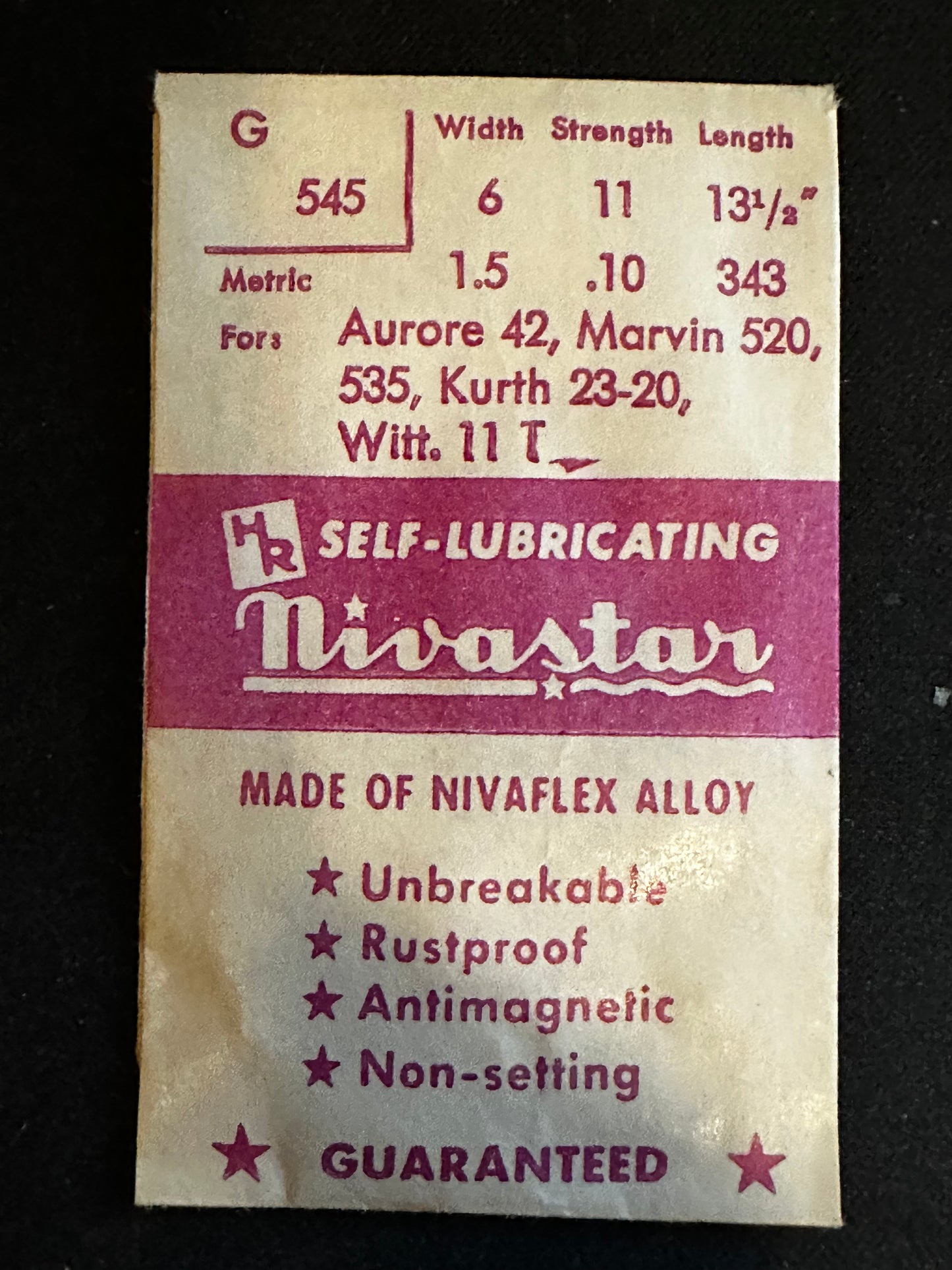 HR Nivastar Mainspring G545 for Aurore 42, Marvin 520, 535, Wittnauer 11T - Alloy