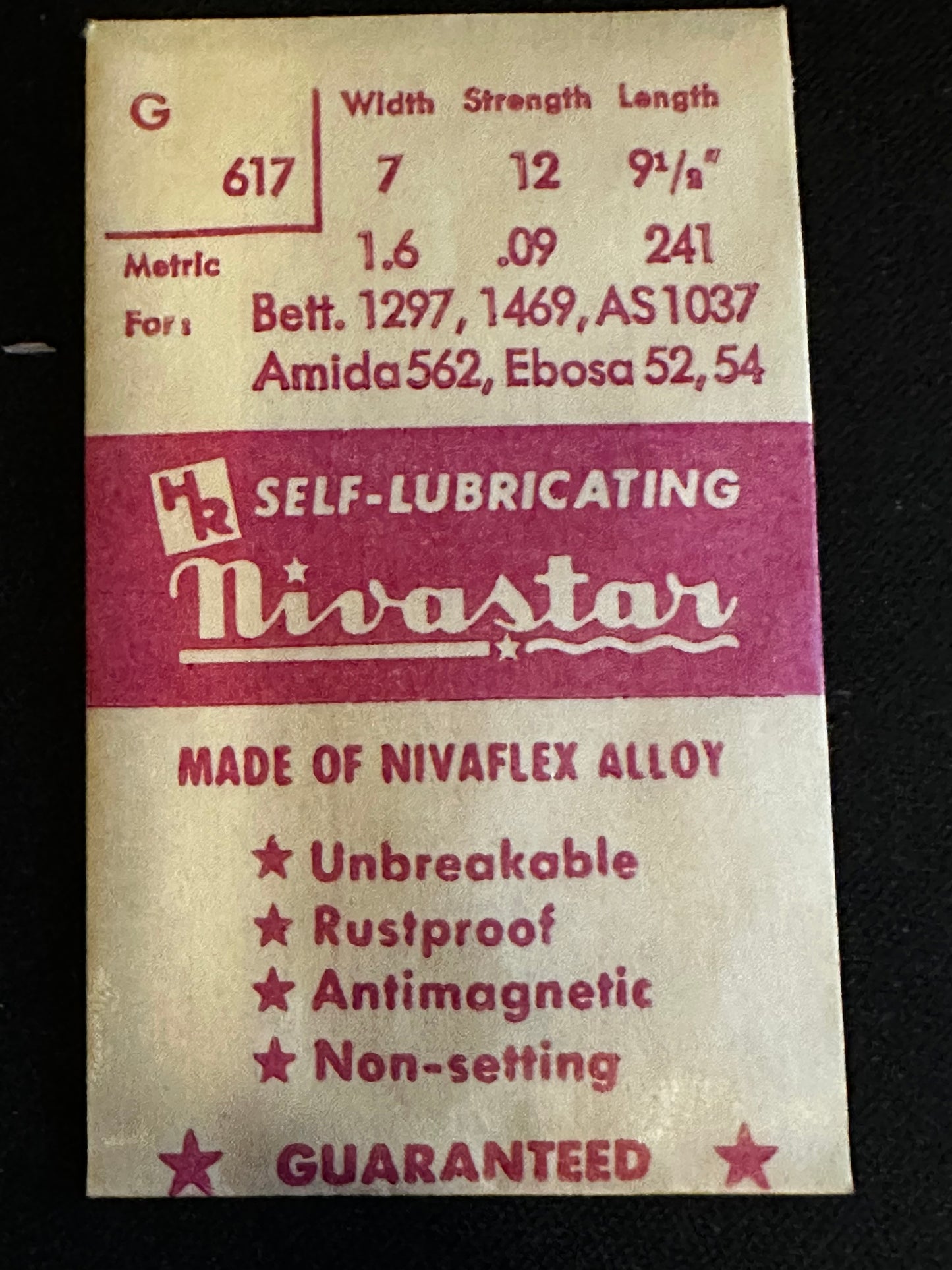 HR Nivastar Mainspring G617 for Amida 562, Ebosa 52, 54, Bettlach 1297, 1469 - Alloy