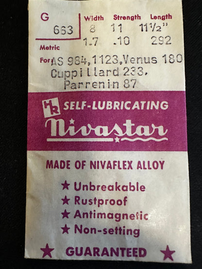 HR Nivastar Mainspring G663 for AS 984, 1123, Venus 180, Cupillard 233 - Alloy