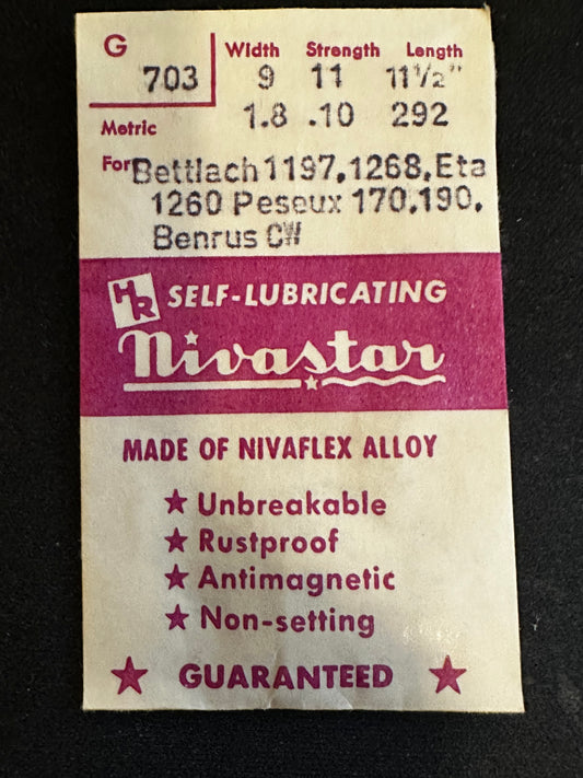 HR Nivastar Mainspring G703 for Bettlach 1197, 1268, ETA 1260, Benrus CW - Alloy