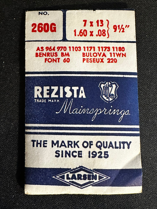 Rezista Mainspring #260G for Bulova 11WN, Font 60, Peseux 220 - Steel