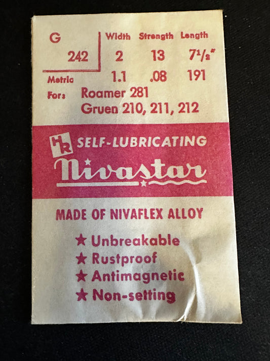 HR Nivastar Mainspring G242 for Roamer 281, Gruen 210, 211, 212 - Alloy
