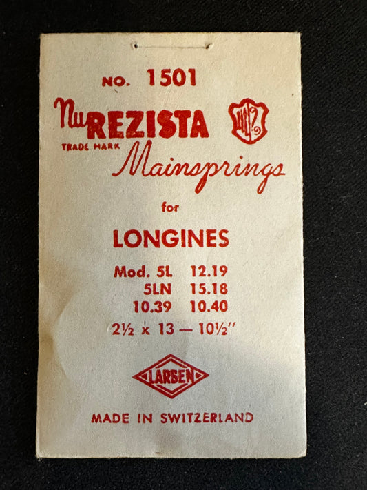 NuREZISTA Mainspring #1501 for Longines caliber 5L, 5LN, 12.19, 15.18, 10.39, 10.40 - Steel