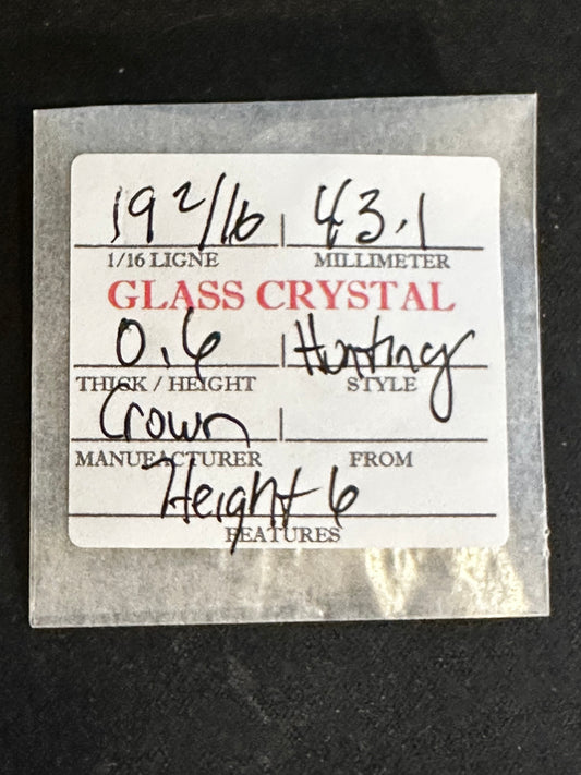 Crown Vintage Glass Hunting Case Watch Crystal 19-2/16 (~43.1mm) - NOS