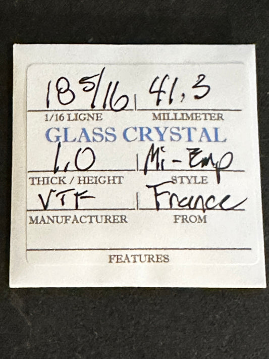 VTF Vintage Glass Pocket Watch Crystal 18-5/16 (~41.3mm) - NOS