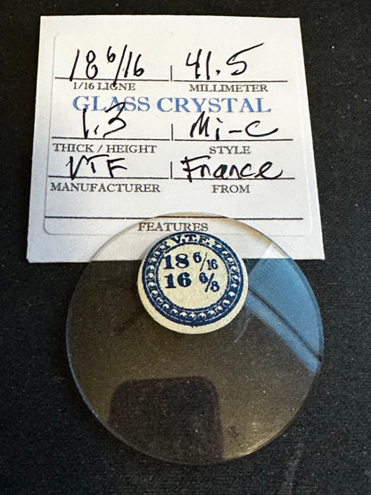 VTF Vintage Glass Pocket Watch Crystal 18-6/16 (~41.5mm) - NOS