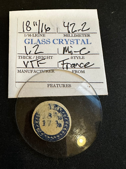 VTF Vintage Glass Pocket Watch Crystal 18-11/16 (~42.2mm) - NOS