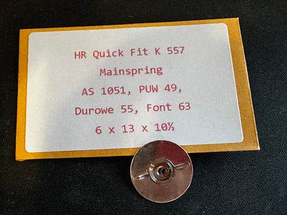 HR Quick Fit Mainspring K557 for AS 1051, Durowe 55, PUW 49, Font 63 - Alloy
