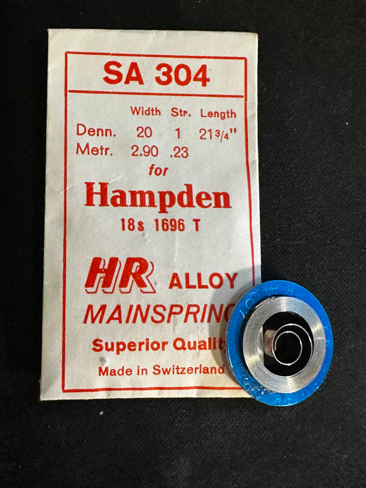 HR Mainspring SA304 for 18s Hampden No. 1696 - Alloy