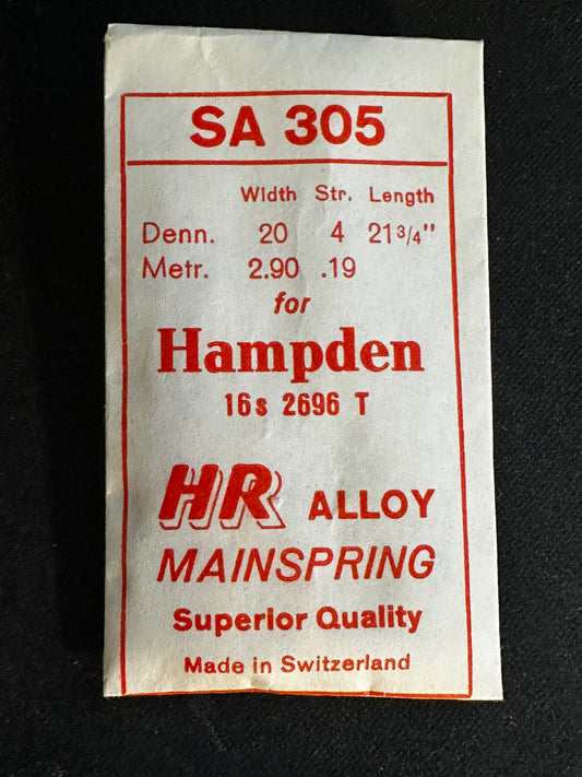 HR Mainspring SA305 for 16s Hampden No. 2696 - Alloy