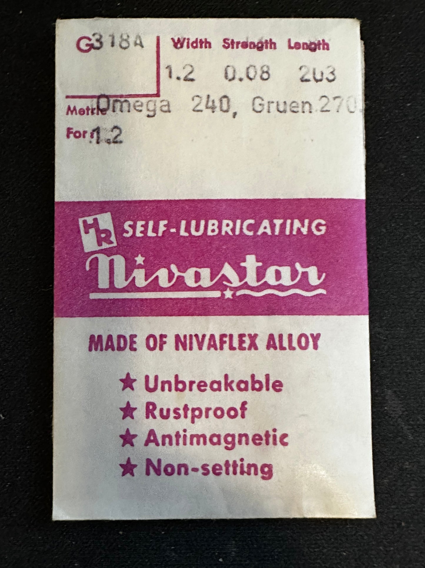 HR Nivastar Mainspring G318A for Omega 240, Gruen 270, 271, 272 - Alloy