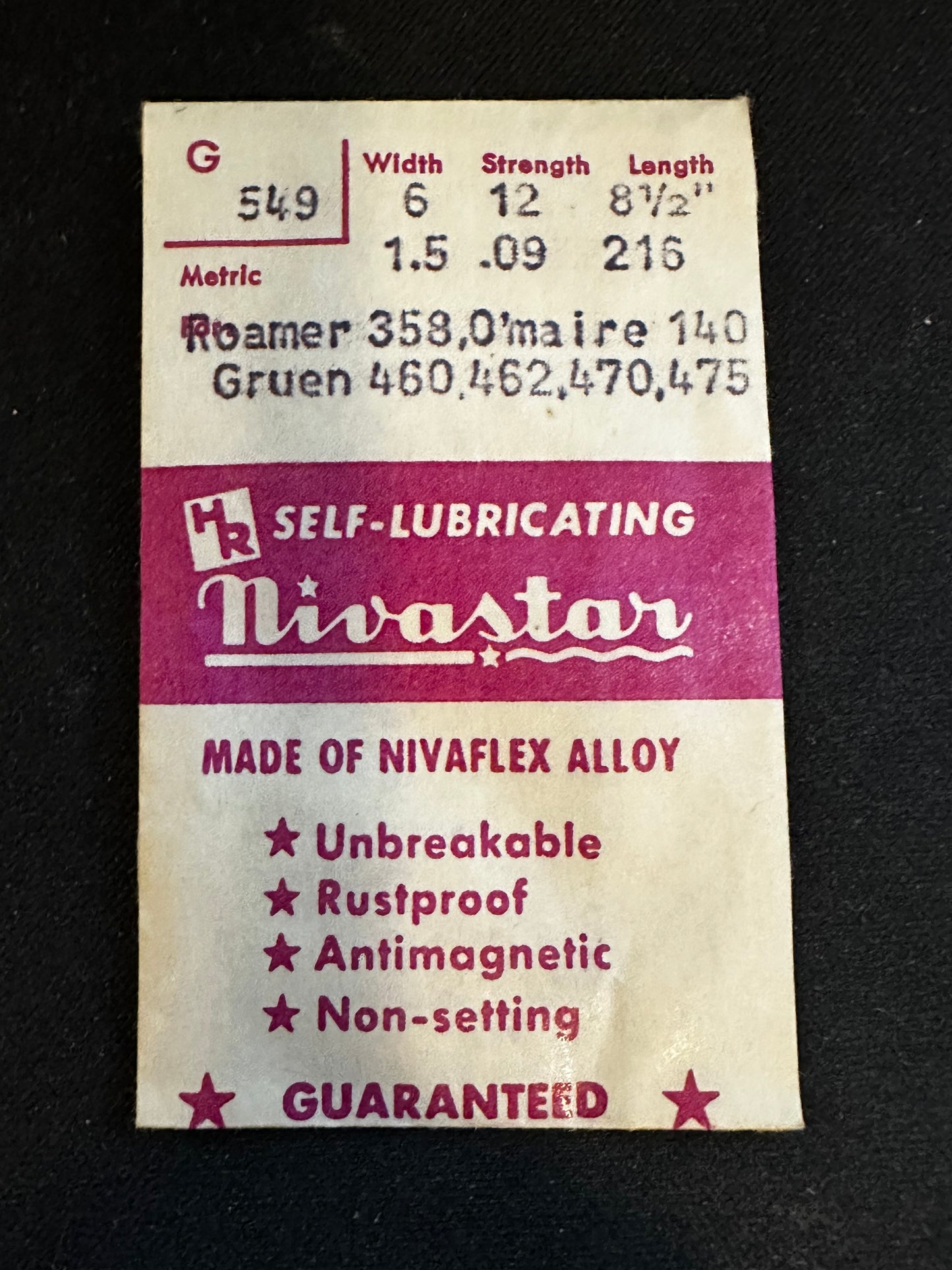 HR Nivastar Mainspring G549 for Roamer 358, Gruen 460, 462, 470, 475 - Alloy