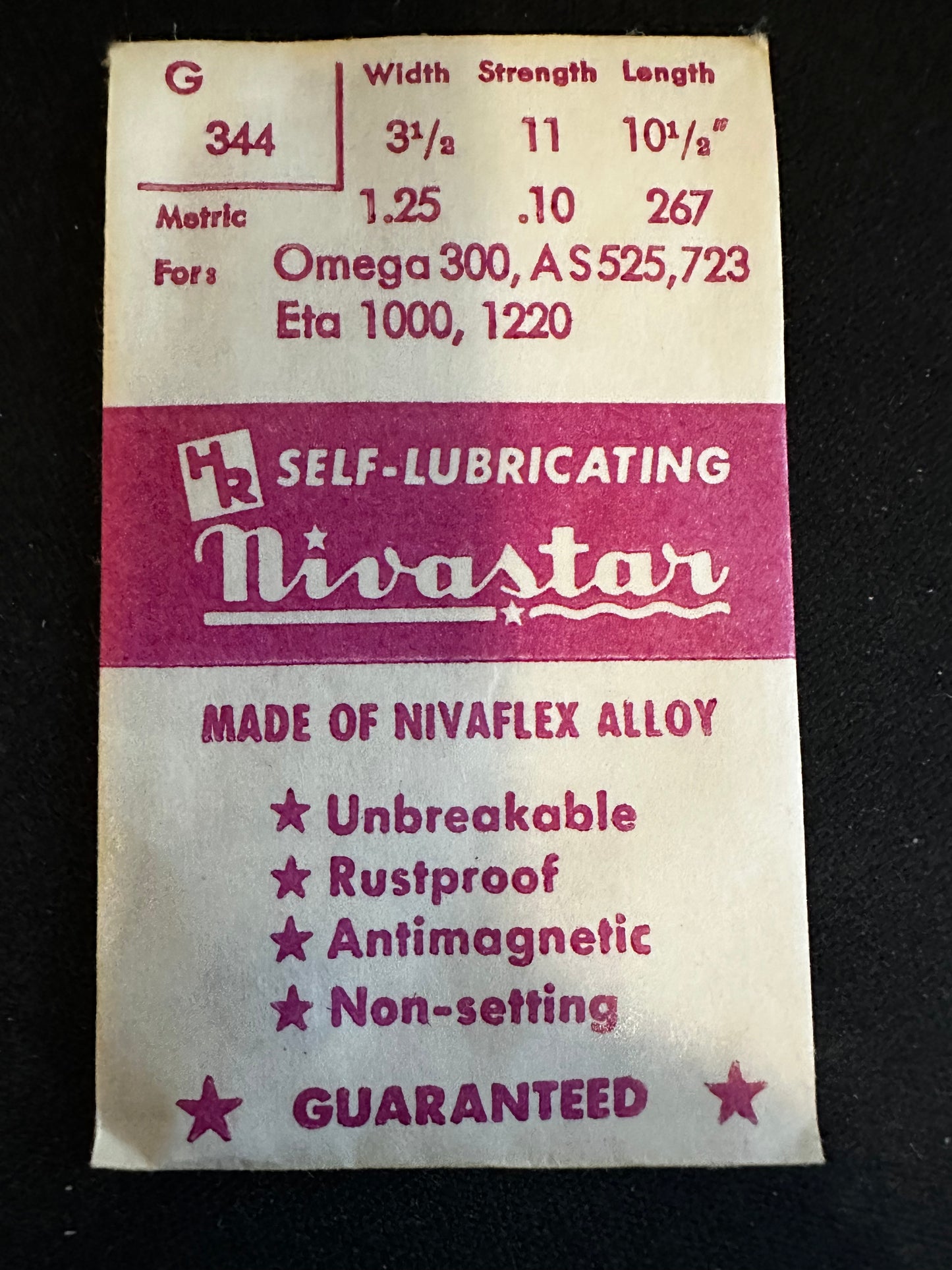 HR Nivastar Mainspring G344 for Omega 300, AS 525, 723, ETA 1000, 1220 - Alloy