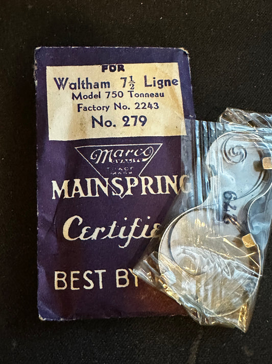 Marco Mainspring #279 for Waltham 7½ Ligne No. 2243 - Steel