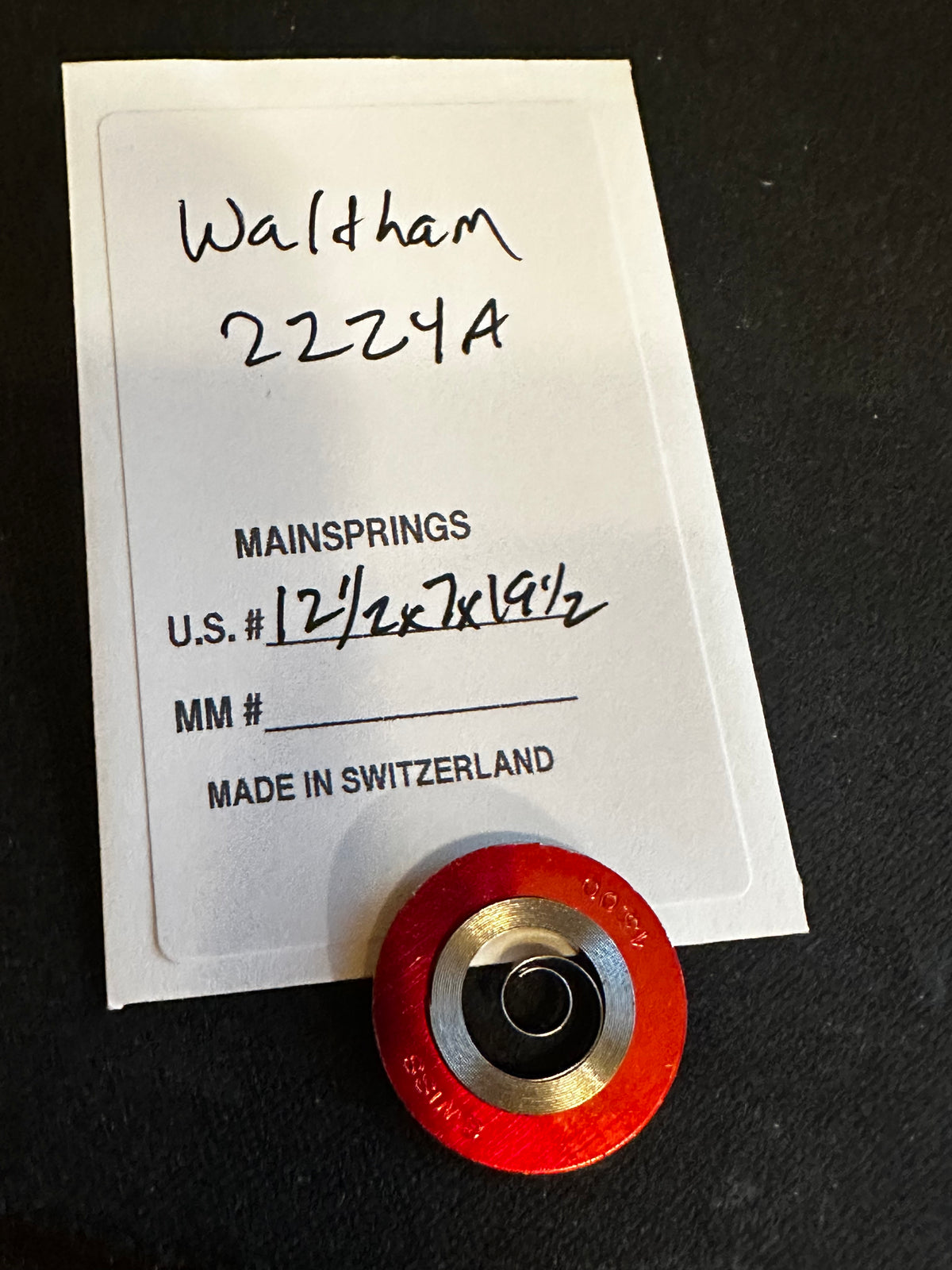 Alloy Mainspring for 12s Waltham No. 2224A / 2279