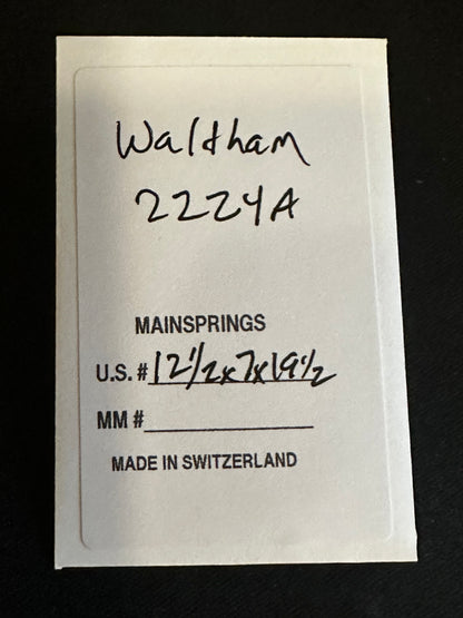 Alloy Mainspring for 12s Waltham No. 2224A / 2279