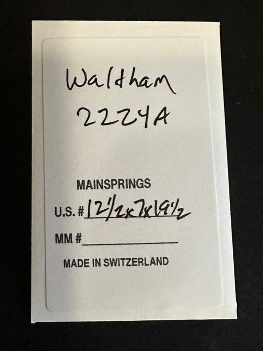 Alloy Mainspring for 12s Waltham No. 2224A / 2279