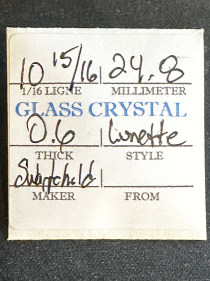 Swartchild Vintage Glass Pendant Watch Crystal 10-15/16 (~24.8mm) - NOS