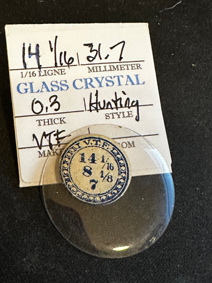 VTF Vintage Glass Hunting Case Watch Crystal 14-1/16 (~31.7mm) - NOS