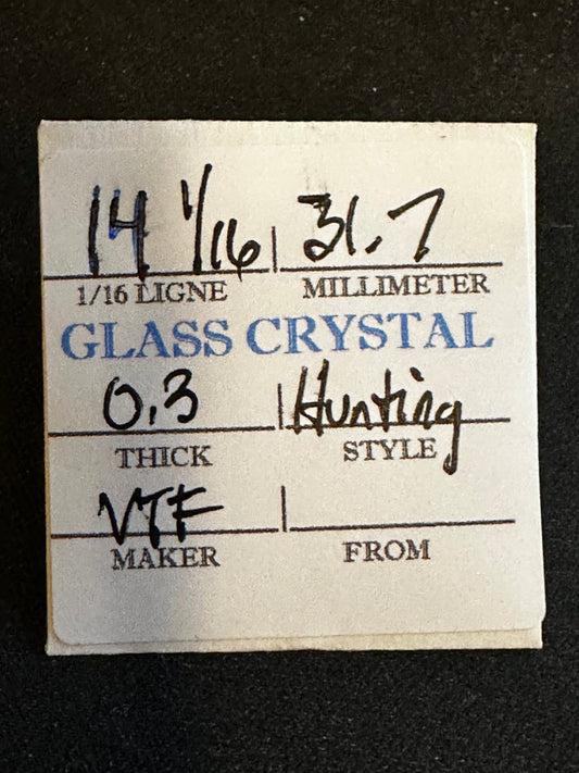 VTF Vintage Glass Hunting Case Watch Crystal 14-1/16 (~31.7mm) - NOS