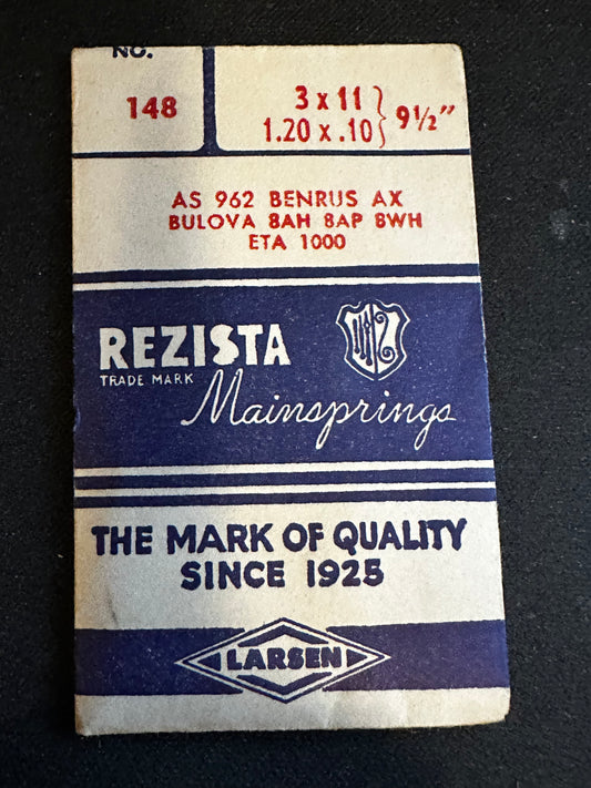 Rezista Mainspring #148 for Bulova 8AH, 8AP, 8WH, Benrus AX, ETA 1000 - Steel