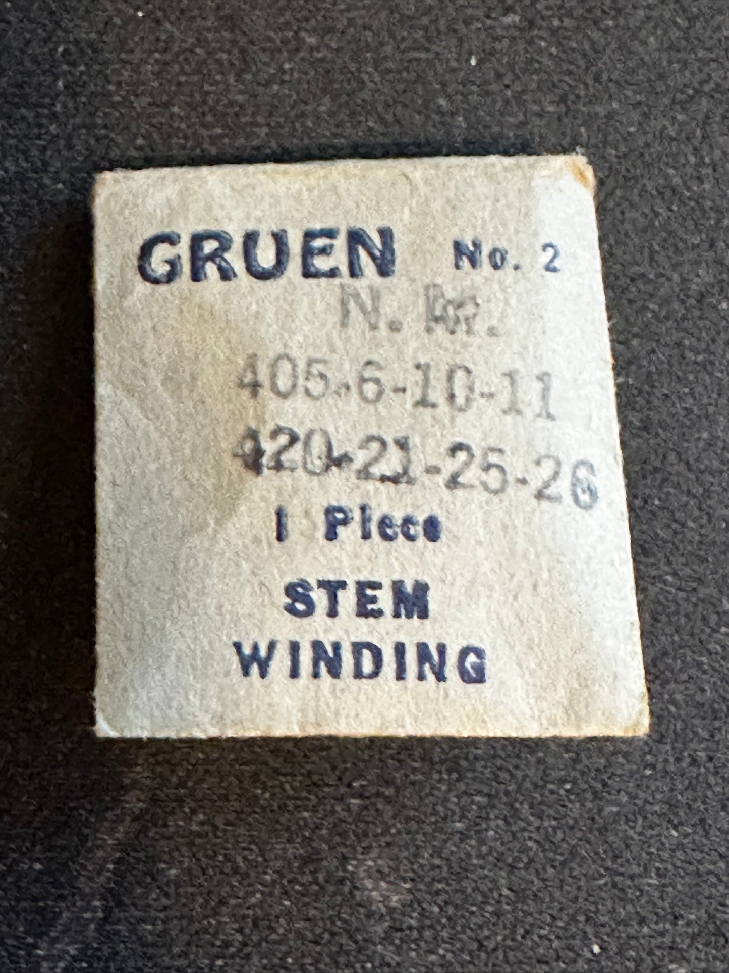 Gruen Factory stem for caliber 405 NM - new in envelope