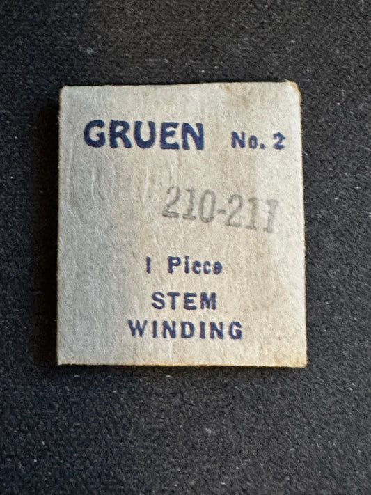 Gruen Factory stem for caliber 210, 211, 212 - new in envelope