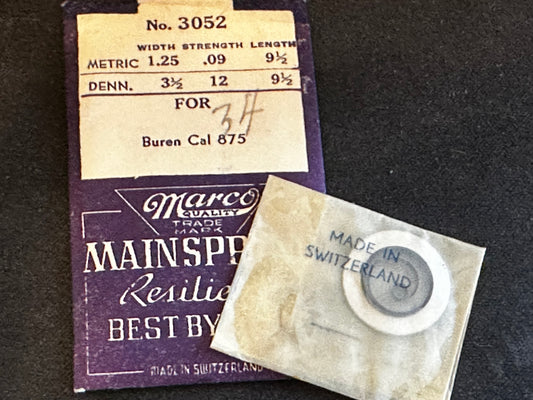 Marco Mainspring #3052 for Buren caliber 875 - Steel