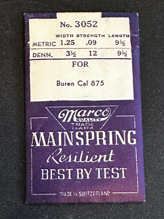 Marco Mainspring #3052 for Buren caliber 875 - Steel