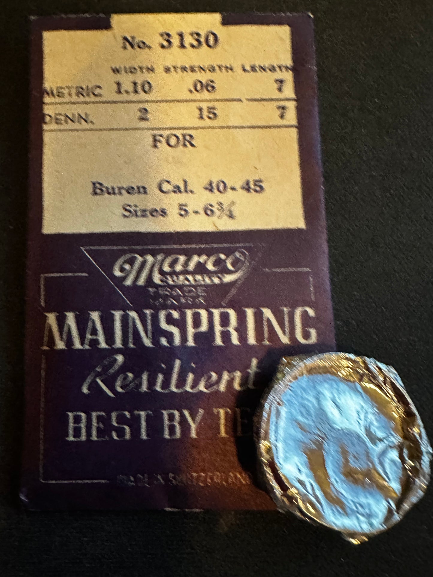 Marco Mainspring #3130 for Buren caliber 40, 45 - Steel