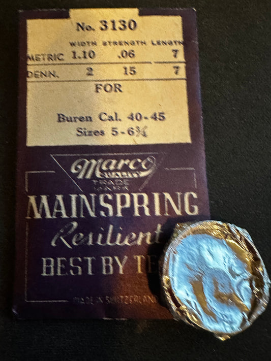 Marco Mainspring #3130 for Buren caliber 40, 45 - Steel