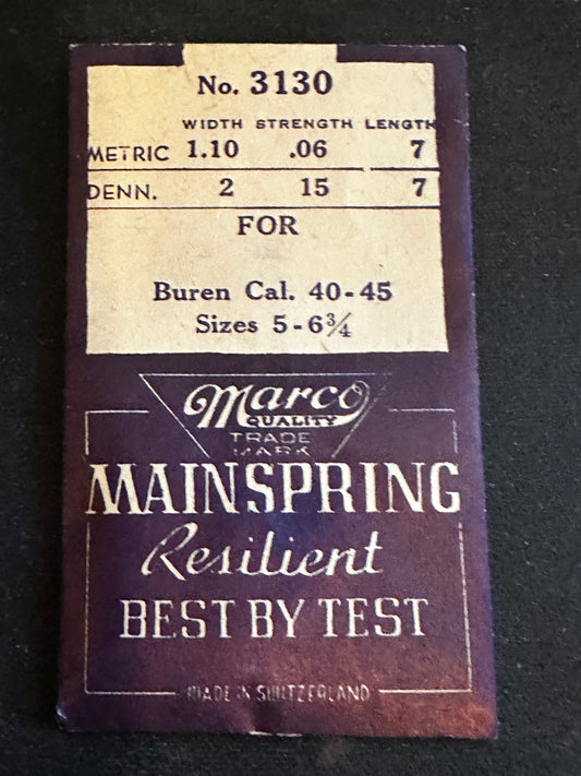 Marco Mainspring #3130 for Buren caliber 40, 45 - Steel