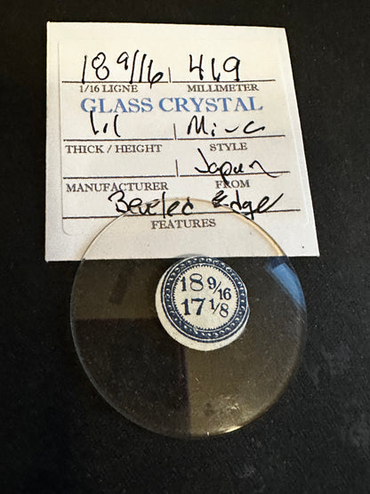 Vintage Beveled Glass Pocket Watch Crystal 18-9/16 (~41.9mm) - NOS