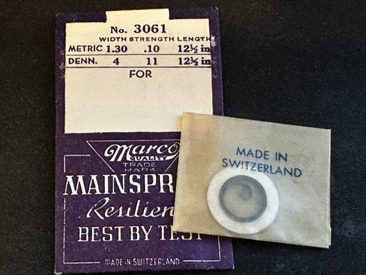 Marco Mainspring #3061 for Alpina 490, Belforte 11C, ETA 735, Cortebert 635 - Steel