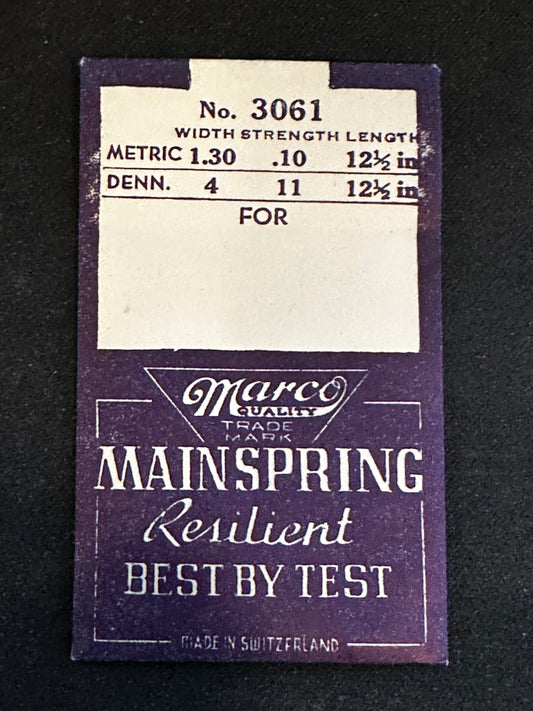 Marco Mainspring #3061 for Alpina 490, Belforte 11C, ETA 735, Cortebert 635 - Steel