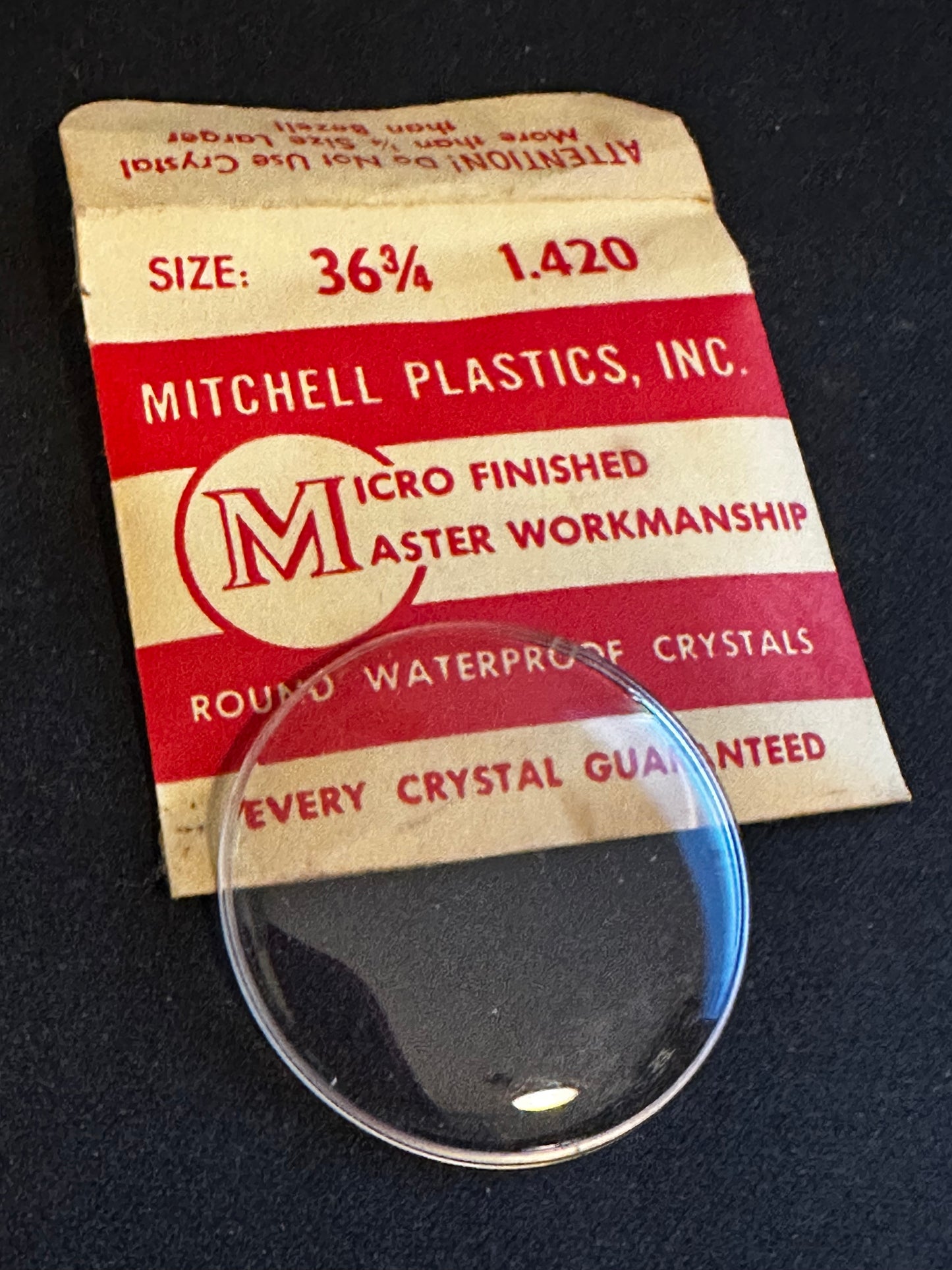 Mitchell Plastics Round Watch Crystal 36¾, 36.06mm - New