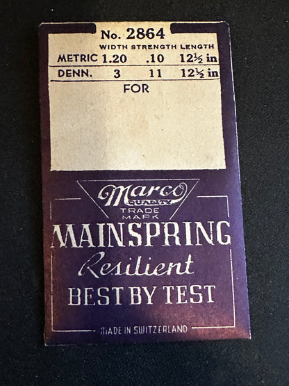 Marco Mainspring #2864 for GSW 23.7-4, Excelsior Park 5C, 51C, Gruen 627, Tissot 782 - Steel