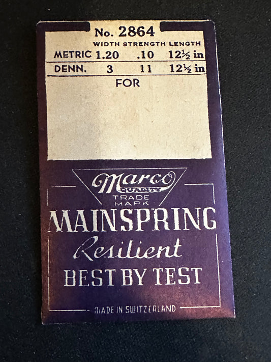 Marco Mainspring #2864 for GSW 23.7-4, Excelsior Park 5C, 51C, Gruen 627, Tissot 782 - Steel