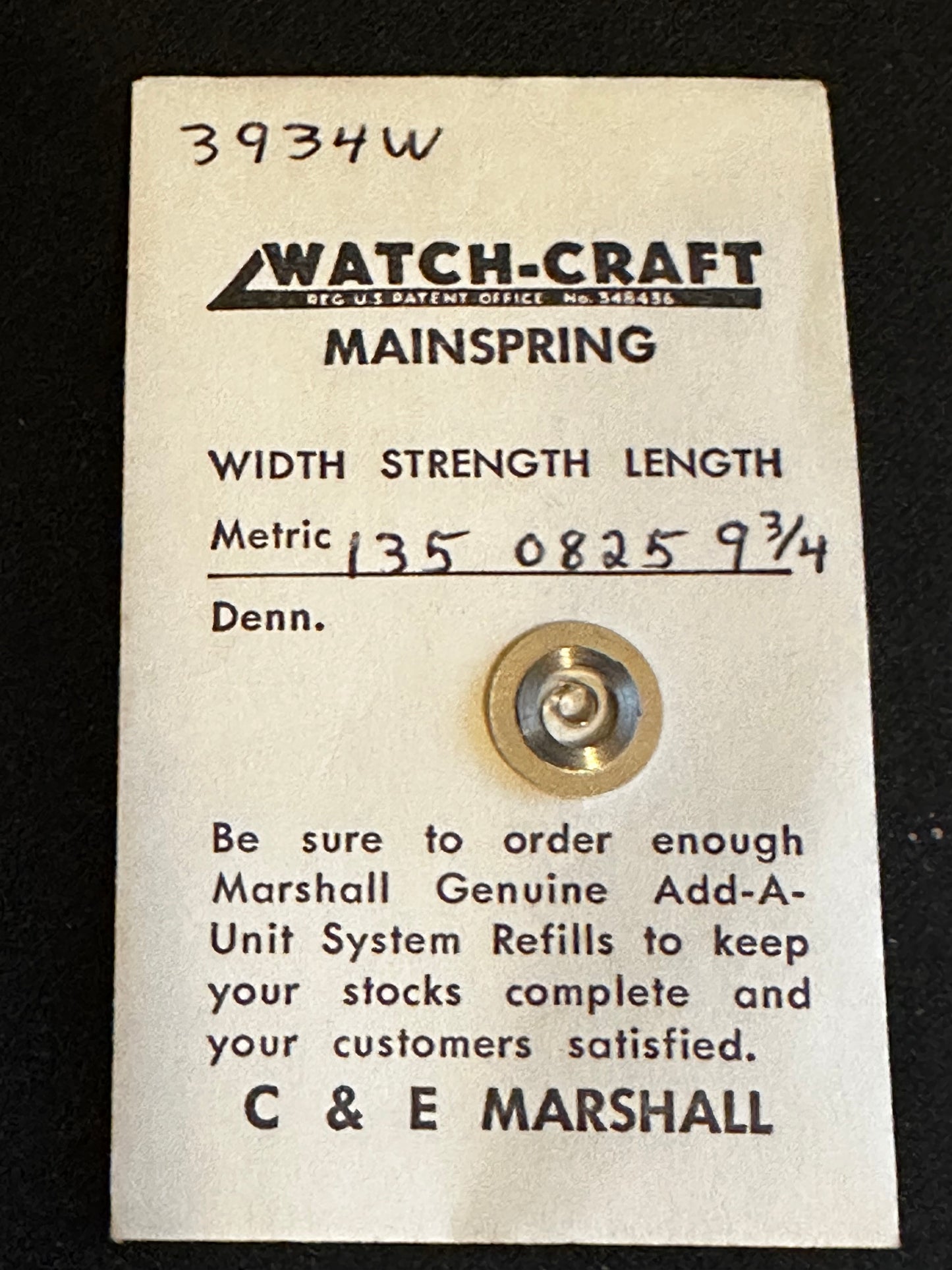 WATCH-CRAFT Mainspring 3934W for AS 1240 - Alloy
