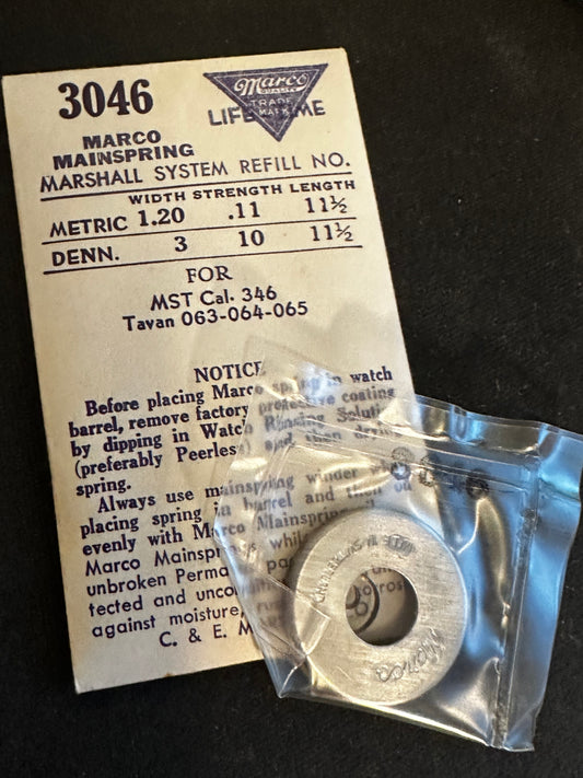 Marco Mainspring #3046 for Tavannes 063, 064, 065, MST 346 - Steel