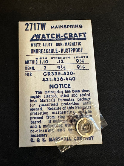 WATCH-CRAFT Mainspring 2717W for Gruen 335, 430, 431, 436 & 440 - Alloy