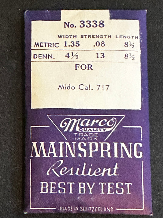 Marco Mainspring #3338 for Mido caliber 717 - Steel