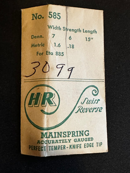 HR Mainspring No. 585 for ETA caliber 885 - Steel