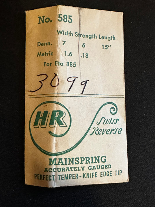 HR Mainspring No. 585 for ETA caliber 885 - Steel