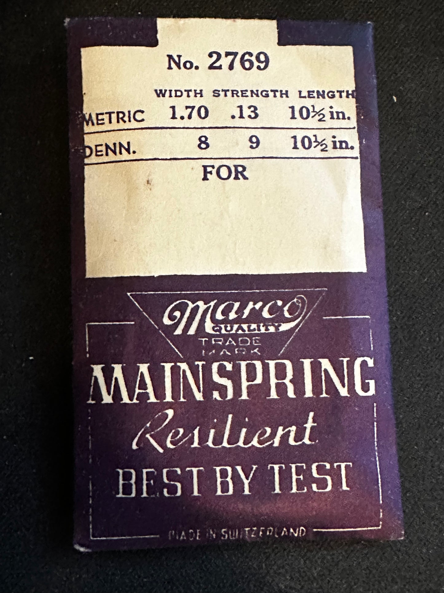 Marco Mainspring #2769 for HENZI & PFAFF 103, 104, 126, 127 - Steel