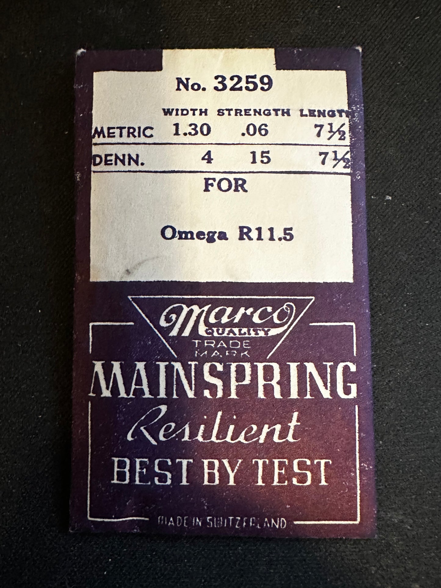 Marco Mainspring #3259 for Omega R11.5 (211, 212, 213) - Steel