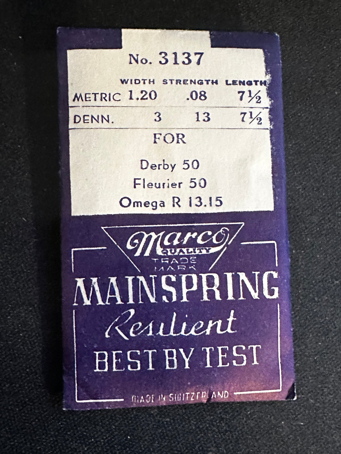 Marco Mainspring #3137 for Omega R13.5 (240), Fleurier 50, Derby 50 - Steel