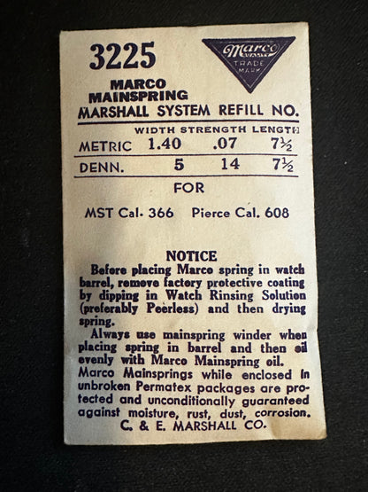 Marco Mainspring 3225 for Pierce 608, MST 366, Kurth 13-10 - Steel
