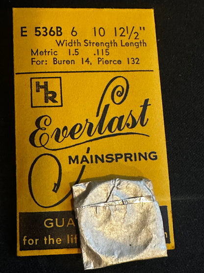 HR Ev-R-Last Mainspring E536B for Buren 14 & Pierce 132 - Steel
