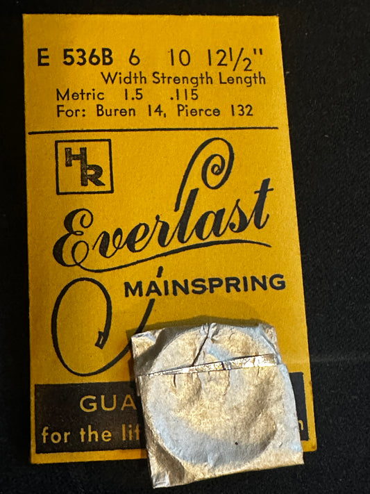 HR Ev-R-Last Mainspring E536B for Buren 14 & Pierce 132 - Steel
